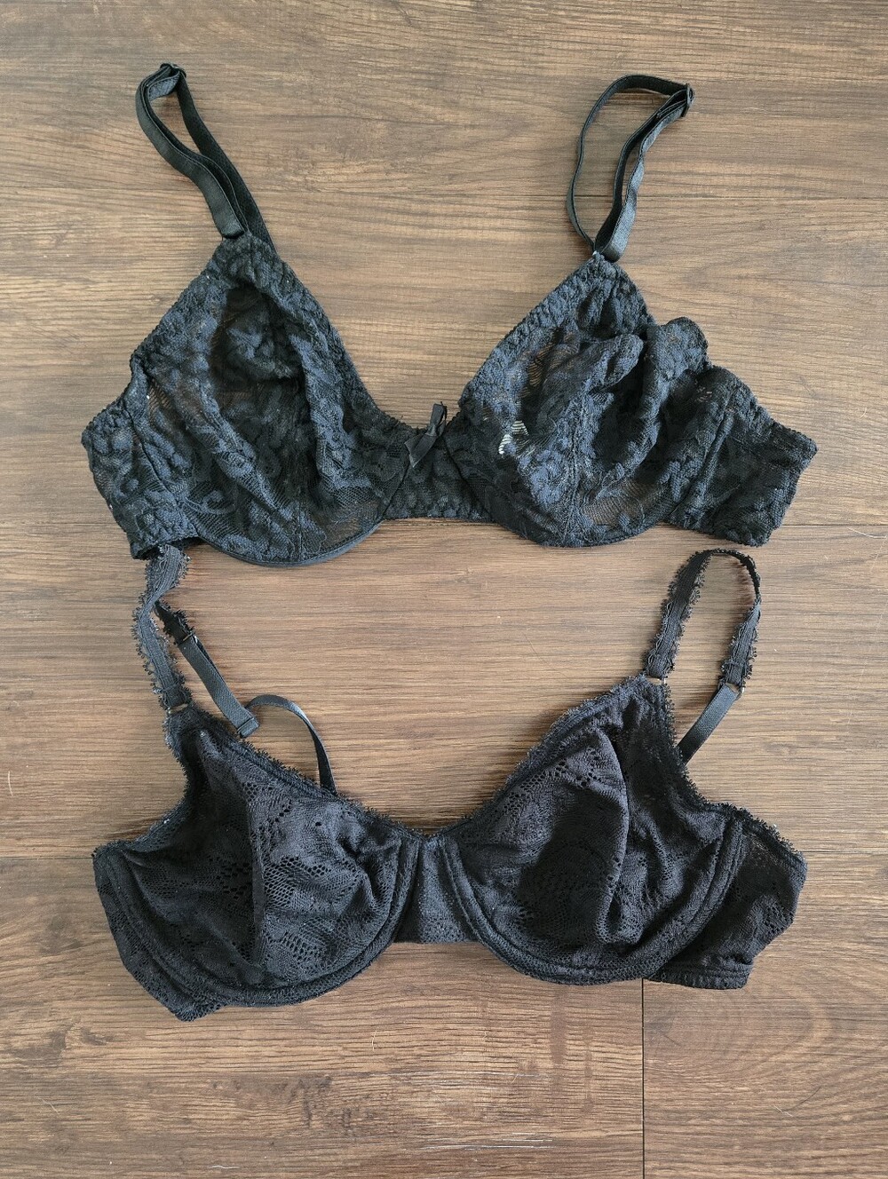 Black Lace Vintage Unlined Bras Set Of 2 34C